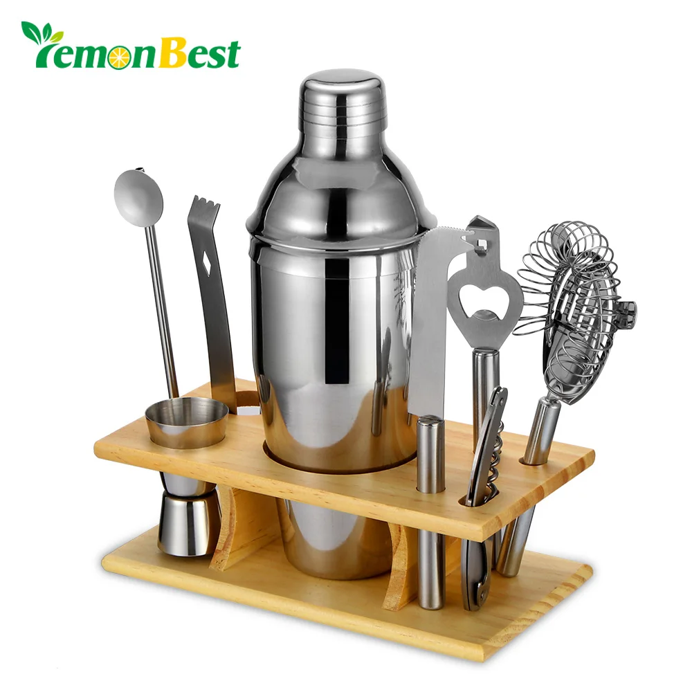 13pcs/set Cocktail Shaker Set Barware Tool Set Drink Bartenders Tool Kit Wine Tools Drink Mixer