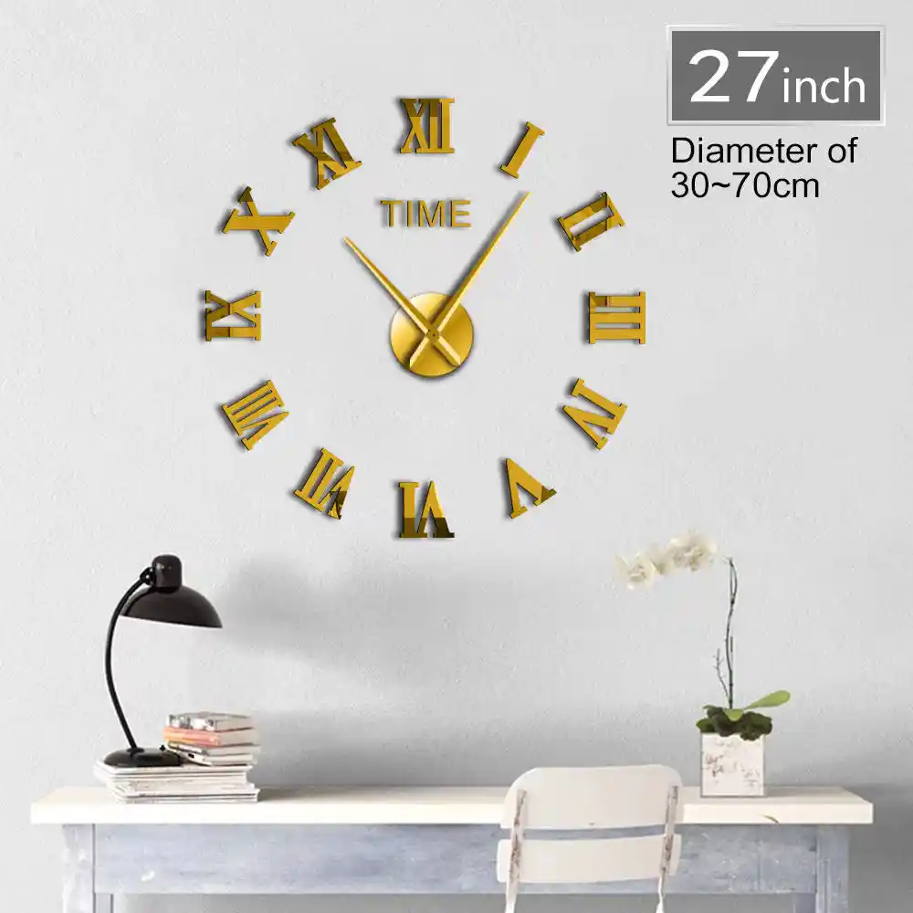DIY Classic Roman Numerals Wall Clock Modern Clock Watch 3D Acrylic