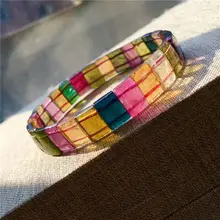 Из натуральной красочные кристалл турмалина Бусины браслет AAAA 10*6*3 мм