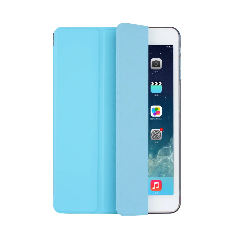 Tri-складываемый чехол для iPad 2/3/4, блеск мягкий силиконовый ультратонкий Магнитный Флип Стенд Авто Режим сна/Пробуждение Смарт-Обложка для планшета - Цвет: Blue