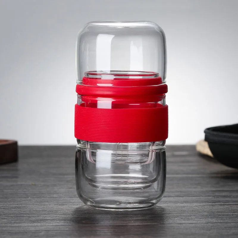 Portátil de alta calidad 420 ml tetera con pequeñas de filtro de vidrio resistente al calor de vidrio taza deportes al aire libre Camping pesca herramientas