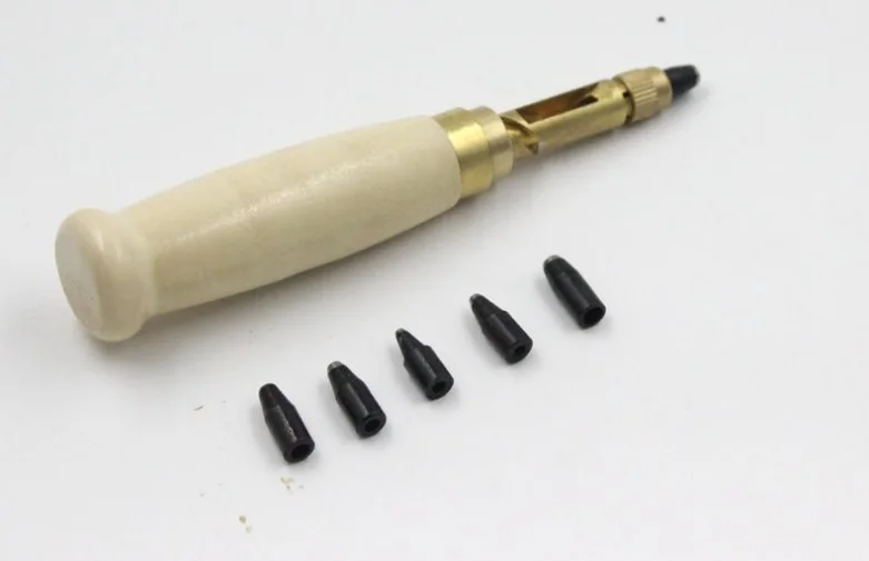 6 in 1 Hole Screw Punch Set Wood Handle With 1.5mm 4mm Punch Manual