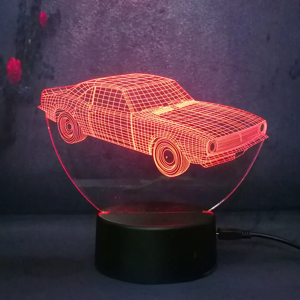 Новый Прохладный мальчик игрушки автомобиль 3D ночной светодио дный LED 7 цветов Изменение Usb Рождество Хэллоуин Ночной свет мальчик подарок