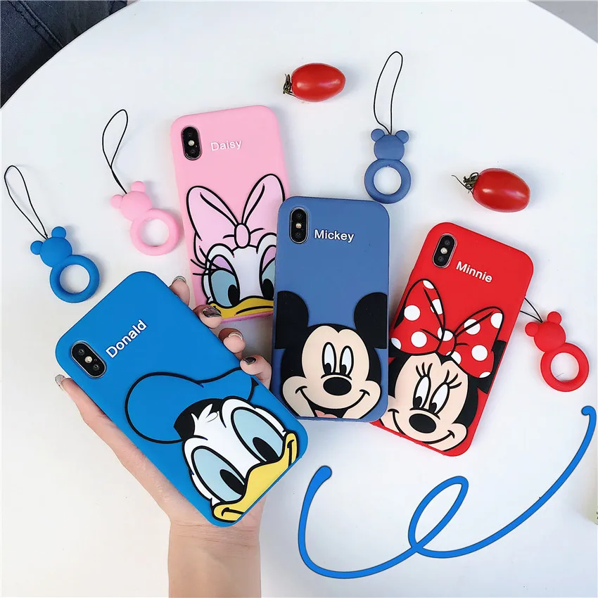 

3D Cute Cartton Minnie Donald Phone Case for iPhone 7 8 Plus 6 6s Plus X XS MAX XR Silicone Back Cover Fundas Shell