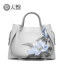 New cowhide luxury leather printing designer women Leather bag big capacity women shoulder crossbody bags for women gray bag