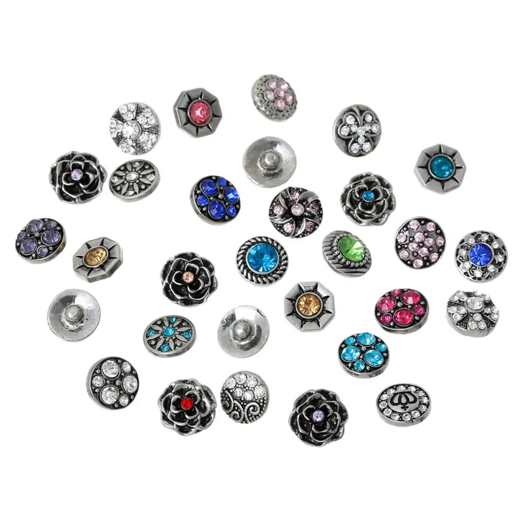 

DoreenBeads Fashion Snap Buttons Fit Fashion Bracelets Round At Random Pattern Rhinestone 12mm( 4/8") Dia,Knob:4.8mm,1PCs