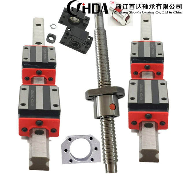 

Free shipping ball screw SFU1605 & 2Pcs linear guide HGR20-L200/300/350/400/500/600/700mm+4pcs HGH20CA & BK/BF12 & coupler 8*10
