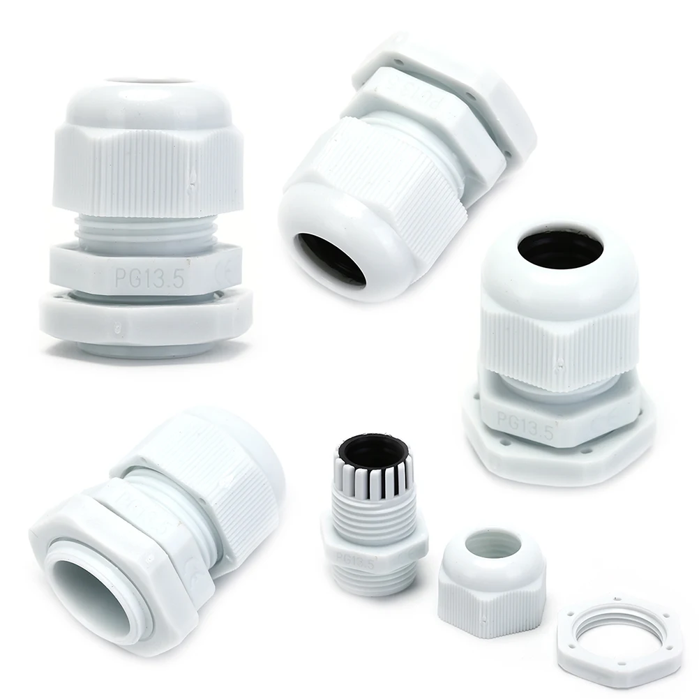 10Pcs/lot Wholesale IP68 Glands Connectors PG13.5 6 11mm White and Black Plastic Waterproof