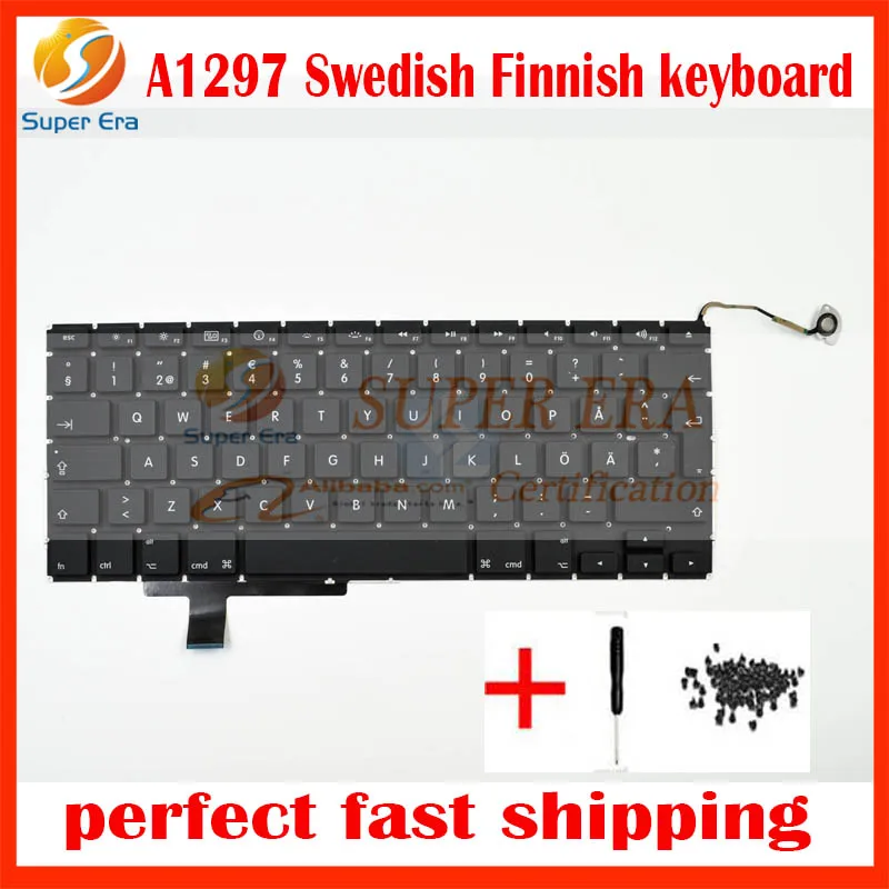 10 шт./лот A1297 Швеция Шведский клавиатура для Apple MacBook Pro 17 ''клавиатура без Подсветка Замена 2009-2011year