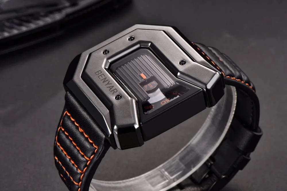 Уникальный дизайн BENYAR роскошные часы Reloj Hombre мужские Водонепроницаемые кожаные кварцевые часы мужские спортивные часы Relogio Masculino