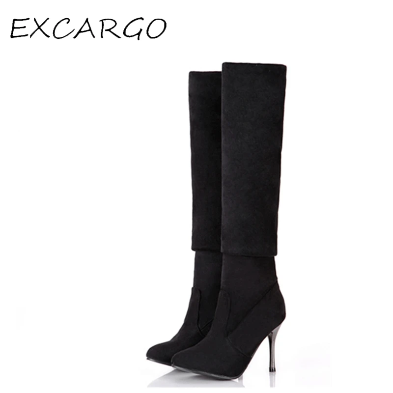 2017 High Heels Suede Over The Knee Boots Pointed Sexy Boots For Women Plus Size 43 Botas Femininas Thigh High Boots