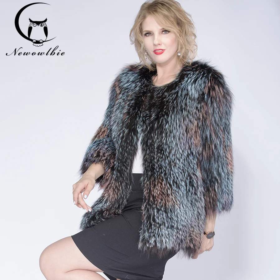 New Winter Autumn Women Female Knitted  fox fur  Coats Jacket Casual Thick Warm Fashion Slim Overcoat Clothing fluffy faux fur coat women winter jacket fashion thick warm overcoat faux fox fur coats female fur jacket casual party overcoat