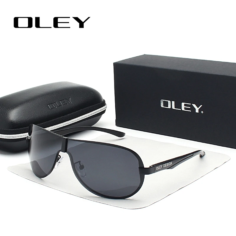 OLEY, брендовые Мужские поляризационные солнцезащитные очки, большая оправа, без полей, классические, пилот, солнцезащитные очки, для улицы, для вождения, с антибликовым покрытием, UV400, очки