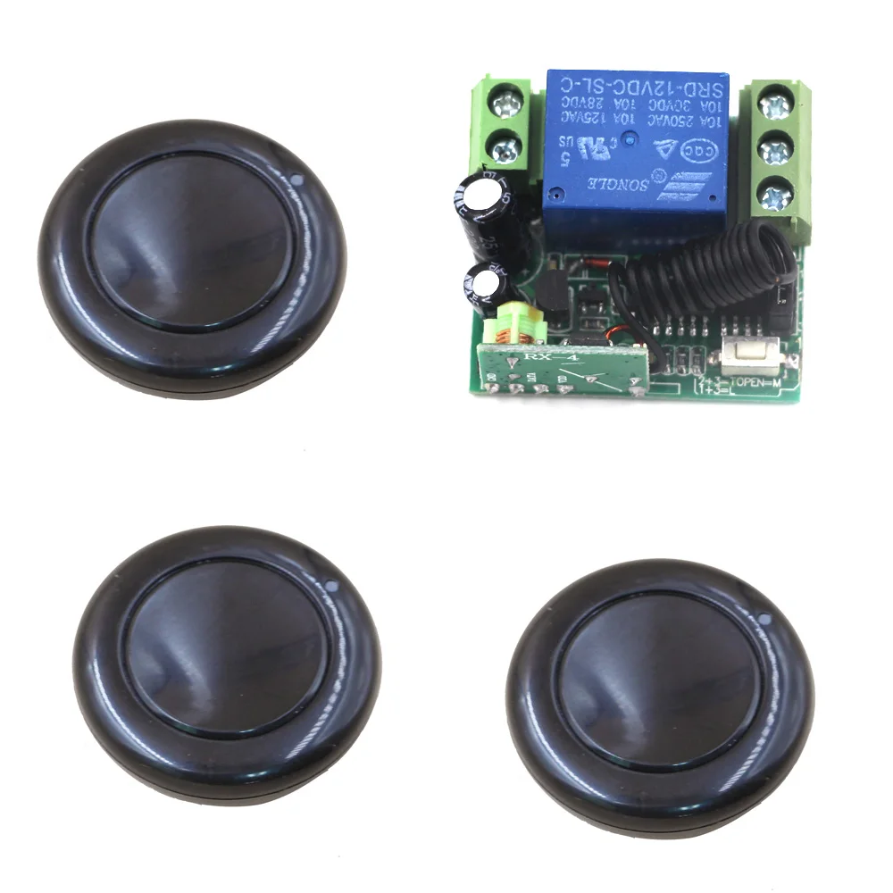 

Relay DC 12V 1CH Wireless RF Remote Control Switch Black Transmitter+ Receiver For Access/Door Control System