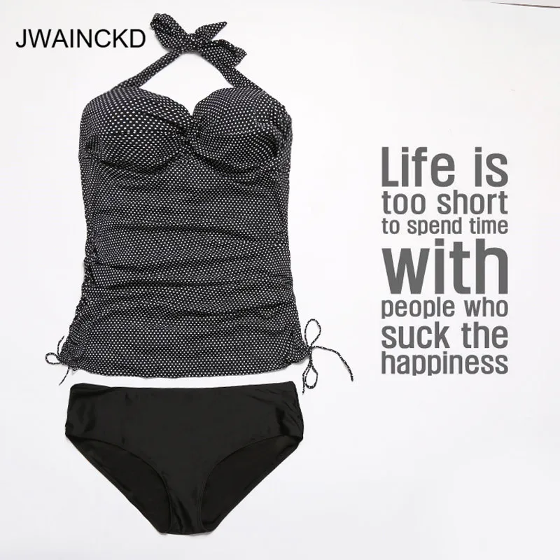 JWAINCKD Swimsuit Women Halter Bathing Suit Two Piece Sexy Tiny Bikini Low Waist Sport Beachwear Knotted Padded Plus Size - Цвет: Черный