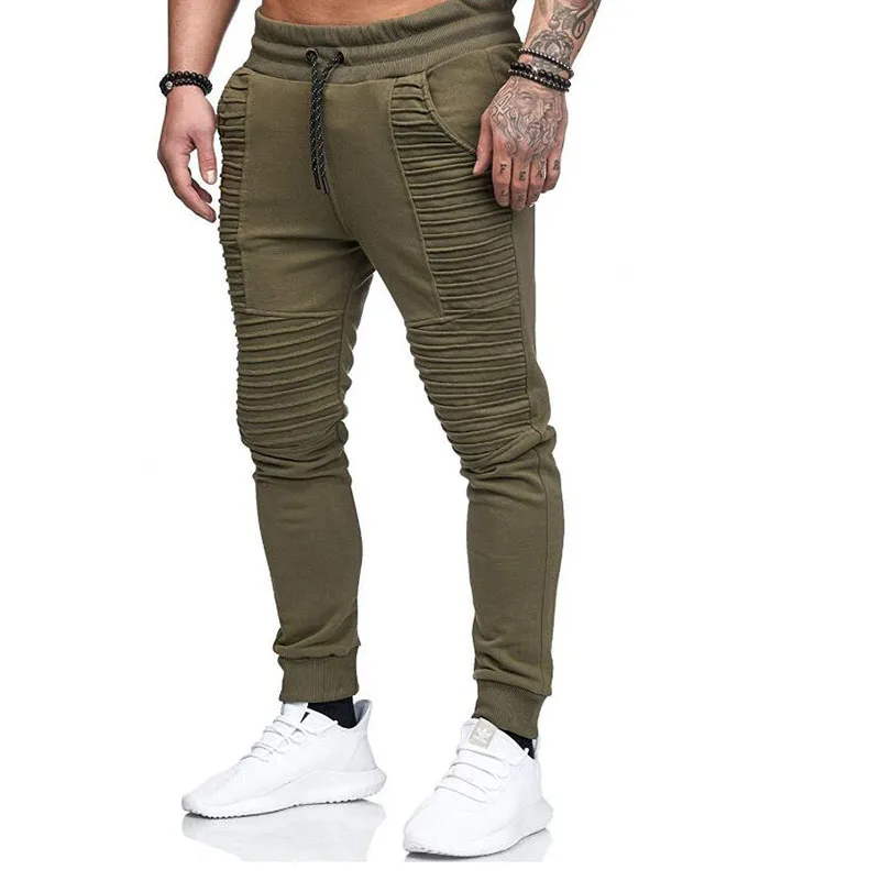 Осенне-зимние спортивные брюки-карандаш, длинные брюки в стиле хип-хоп, спортивные брюки со шнуровкой, повседневные брюки высокого качества - Color: Army green