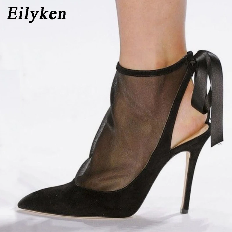 

Eilyken Spring/Autumn Women Pumps Boot Pointed Toe Thin Heels Shoes Sexy Lace Up Chelsea Boots Pumps Sandals