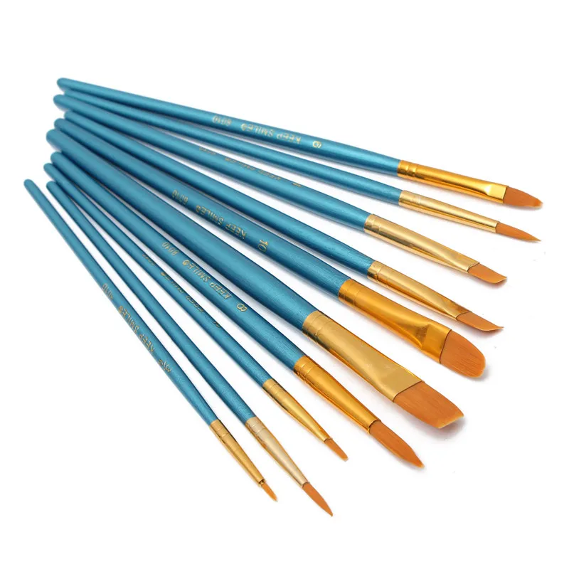 4/10pcs New Nylon Wooden Handle Paint Brush Set for Kids Watercolor Gouache Drawing Painting Art Supplies E2S | Дом и сад