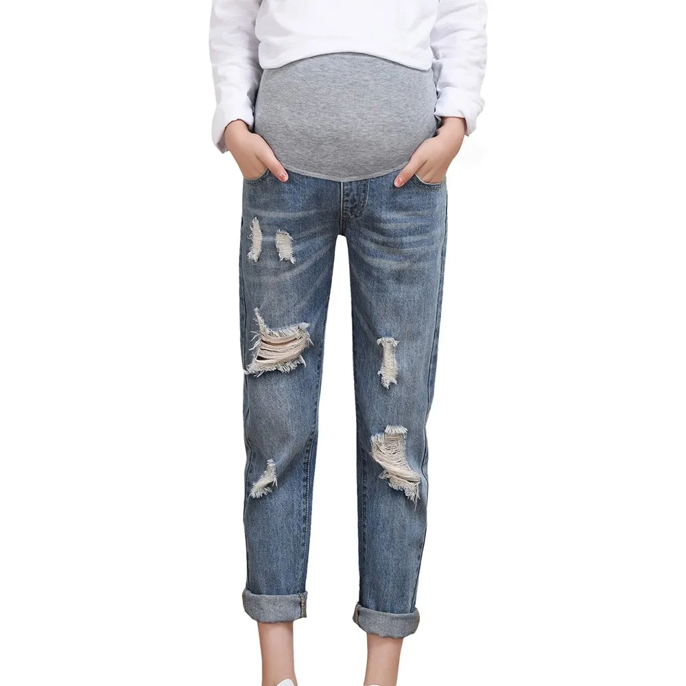 

loose Pregnant Woman Ripped Jeans Female Maternity Pants Trousers Nursing Prop Belly Legging Autumn Clothes ropa maternidad *25