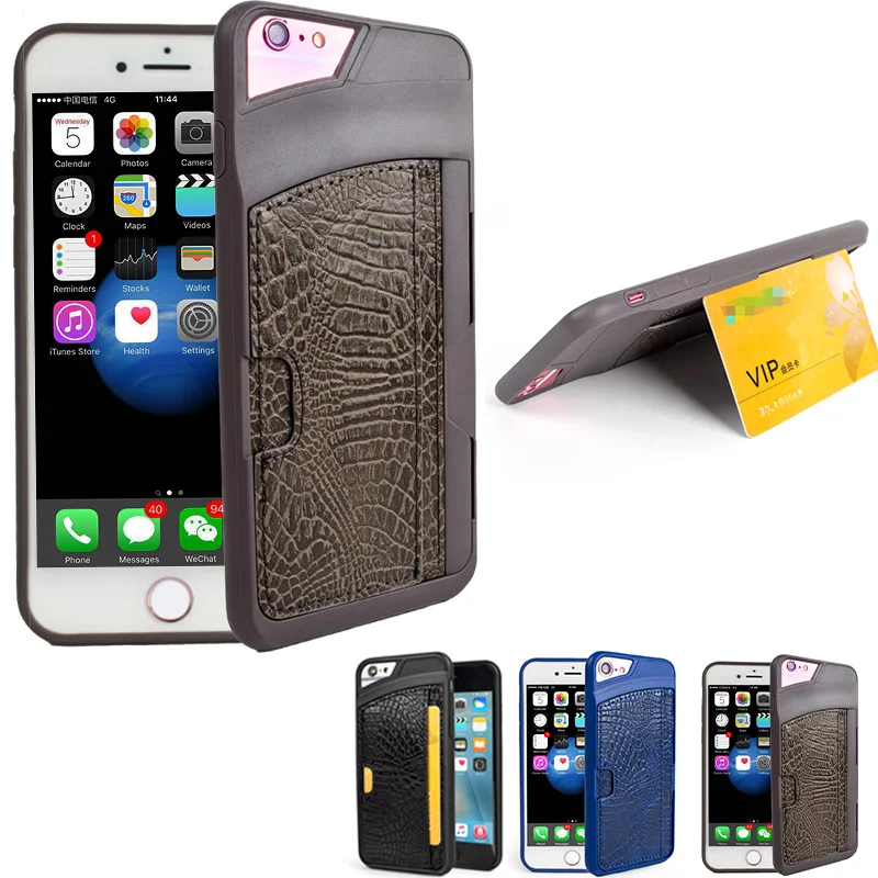 

Hybrid Card Slot Case For iPhone 6 6S 7 Plus Luxury Wallet Crocodile Skin Leather Cover For iPhone 6 6S Plus 7 Plue i6 i6s Coque