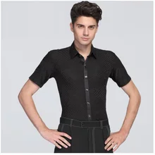 Мужская Летняя квадратная рубашка для занятий танцами, мужской бальный танцевальный костюм, стандартные танцевальные костюмы для взрослых, танцевальная куртка с коротким рукавом, B-6992