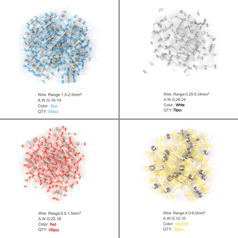 50-300 шт 4 размера Водонепроницаемый термоусадочный стыковой соединитель Электрический провод Кабельный соединитель обжимные клеммы стыковые соединители наборы