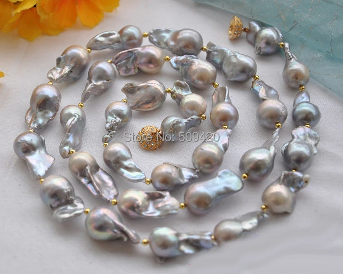 

Free Shipping >>32" 28mm GRAY BAROQUE KESHI REBORN PEARL NECKLACE