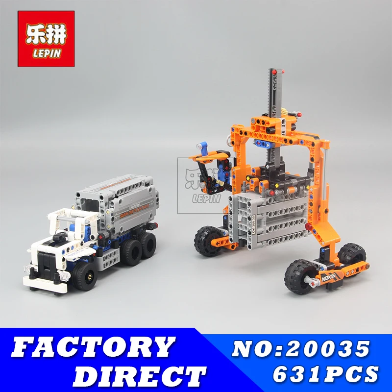 

Lepin 631Pcs 20035 Technic Series The Container Trucks and Loaders Set Building Blocks Bricks Educational Toys Compatible 42062