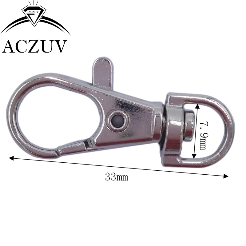 

100pcs Rhodium Plated 33mm Metal Swivel Lobster Clasp Snap Hook fit Purse Chain Keychains Handbag Buckles DIY Accessories SLC014