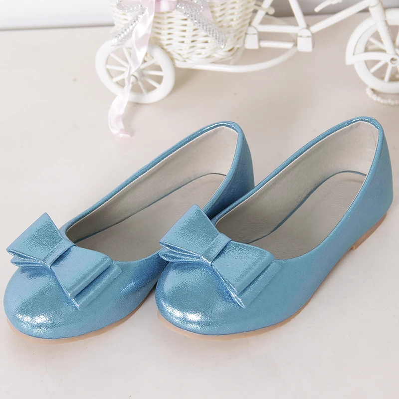 HITOMAGIC Girls Leather Shoes Girls Princess New Spring Summer Footwear Flats Kids Children Shoes For Party Wedding Heel Silver