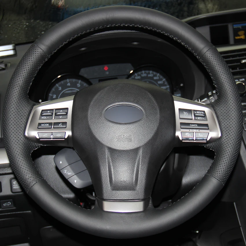 Black Natural Leather Car Steering Wheel Cover for Subaru Forester 2013