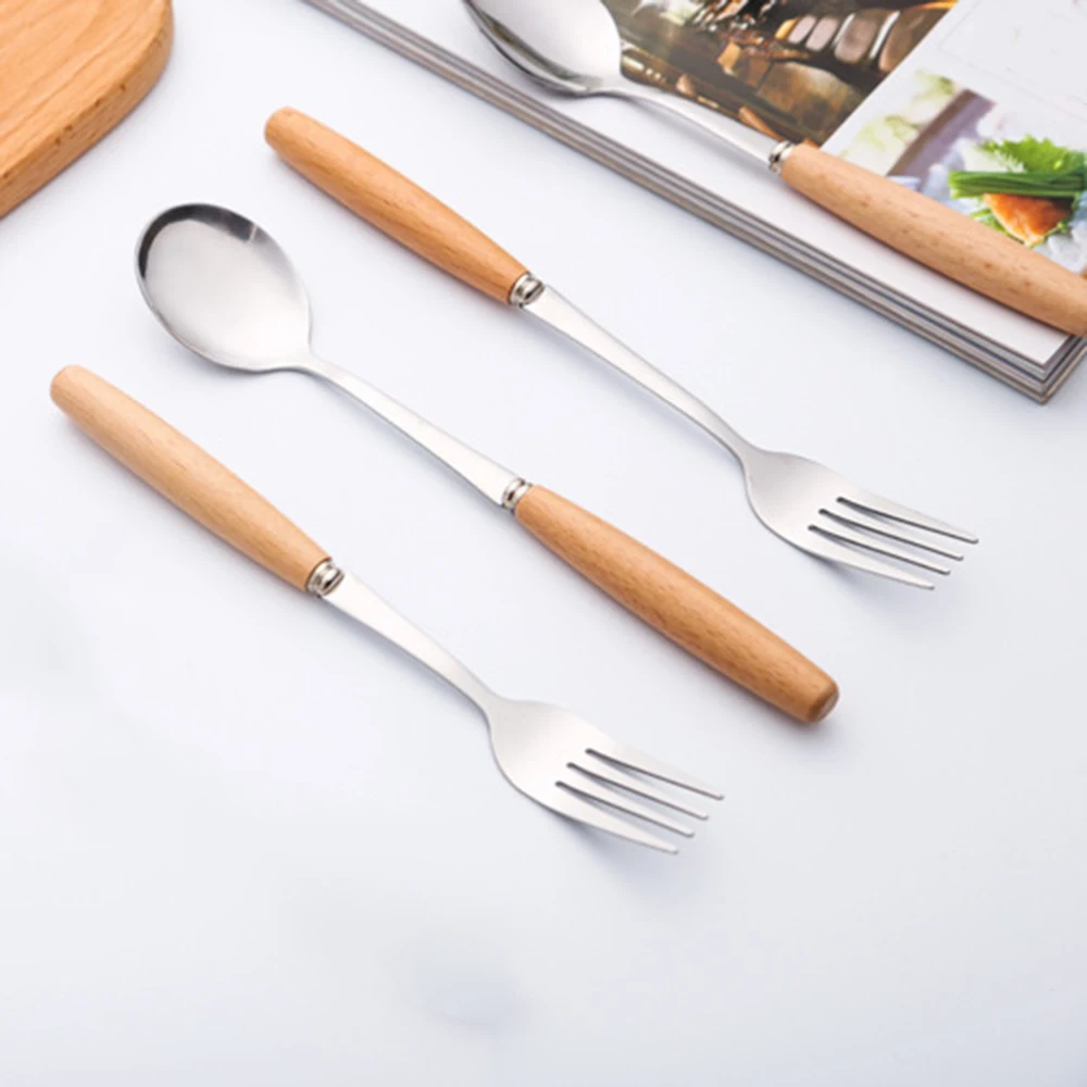 

1PC Long Wood Handled Stainless Steel Coffee Spoon Ice Cream Dessert Tea Flatware Tableware Kitchen Accessories wholesale
