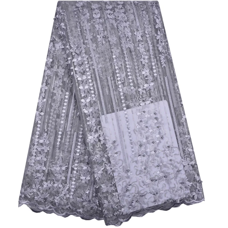 

Beads Lace Embroidery African Lace Fabric High Quality Nigeria Wedding French Net Lace Fabric A1245