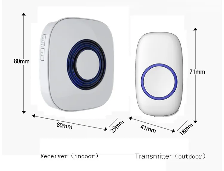 Беспроводной дверной звонок работающих на более 500 футов диапазон с более чем 50 куранты дистанционного передатчик Кнопка Номинальная IP33