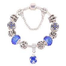 Сокровище подвеска синего цвета бусины серии DIY подходит для женщин браслет высокое качество подарок Европейская мода ювелирные изделия
