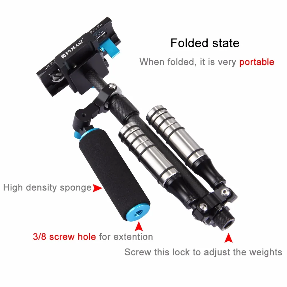PULUZ Мини Ручной Стабилизатор из углеродного волокна steadicam для DSLR видео камеры портативный светильник устойчивый cam лучше, чем S40 S60T