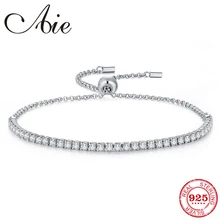 Модные 925 пробы серебряные регулируемые браслеты с блестящими кристаллами циркония для женщин ювелирные изделия подарок