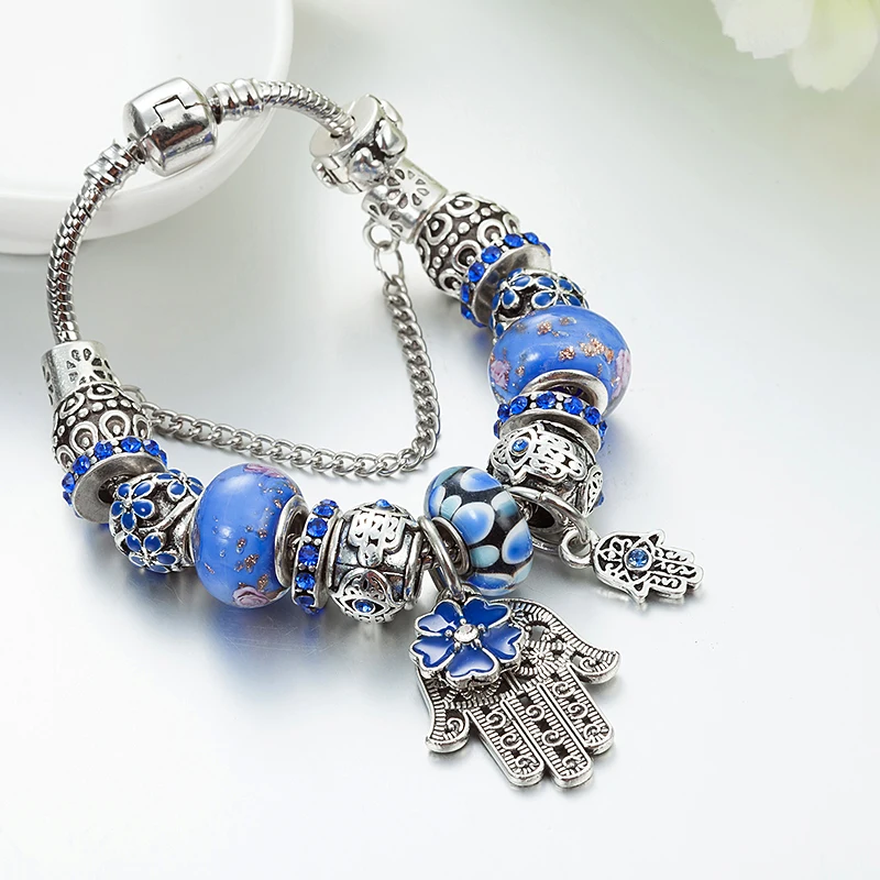 ANNAPAER Molto Bello Blue подвеска-Хамса браслет для женщин колье bracciali Donna Роскошные хрустальные бусины с сглаза браслет B16151