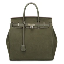 2016 Autumn Winter Nubuck Pu Leather Bag 35CM Large Capacity Travel Bag HAC Retro Green Brown Platinum Bag With Gold Hardware