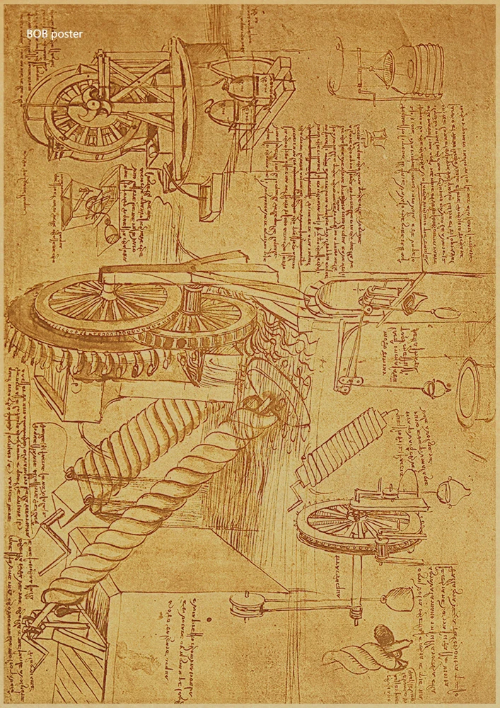 Leonardo рукопись да Винчи-витрувиан человек ностальгические плакаты декоративная Ретро картина ядро крафт-бумага ВИНТАЖНЫЙ ПЛАКАТ - Цвет: P062