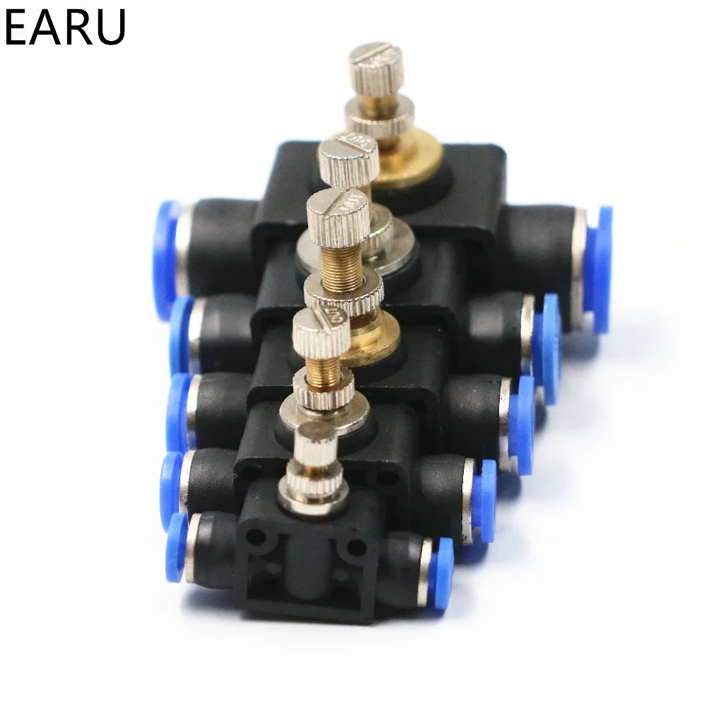 Color: OD 4MM Xucus Air Flow Pneumatic Water Hose Tube Speed Control Valve Pressure Fittings Throttle Valve SA 4-12mm 