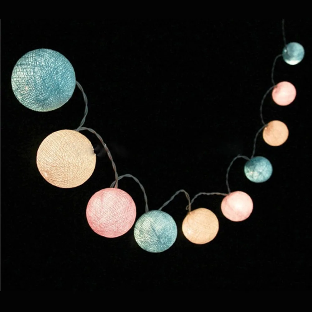 New Year Cotton Ball 20 LED String Lights With US Plug For Wedding Garden Party Christmas Indoor