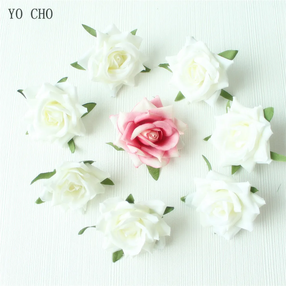 Rose Artificial Flower Head White Pink Silk Peony Wedding Party Decoration DIY Decorative Fake Flower  (35)