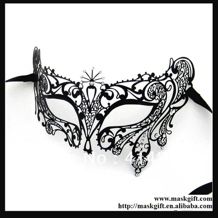 48 шт./лот! Горячая великолепная черная Венецианская металлическая Маскарадная маска с кристаллами MB006