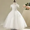 Flower Girl Bead Decoration Long Dress 2022 New Girl Wedding Party Exchange Dress Ball Beauty Sexy Shoulder Dress ► Photo 2/6