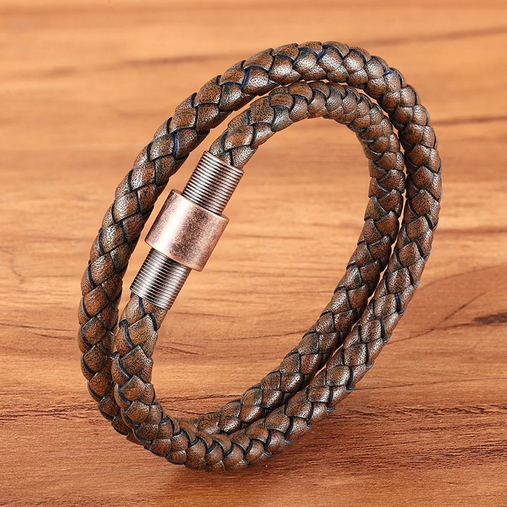 

XQNI Hand Made Bracelet Double Layer Vintage Buckle Combination For Men Braid Bracelet & Bangle For Special Classic Gift Selling