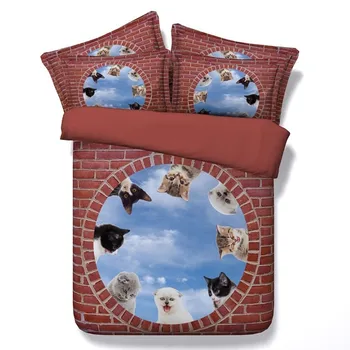 

3D Cats sheets cute comforter sets Animal bedding queen size super king twin quilt duvet cover bed sheet linen double bedspreads