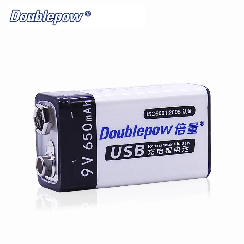 Doublepow 9V Battery USB Rechargeable Battery Square ...