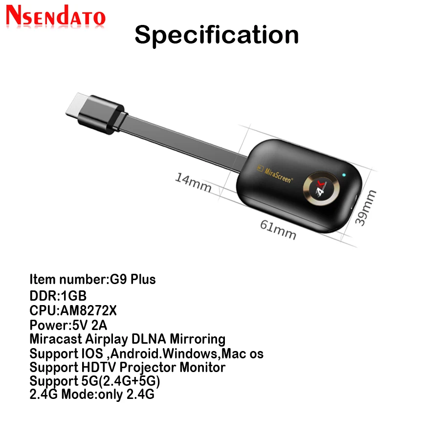 Mirascreen G9 Plus 2 4G/5G 4K Miracast Wifi для DLNA AirPlay HD TV Stick Дисплей Dongle приемник IOS Android