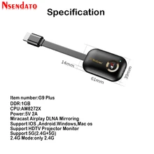 Mirascreen g9 plus 2.4g/5g 4k miracast wifi para dlna airplay hd tv vara wi-fi display dongle receptor para ios android windows